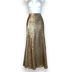 Line & Dot Rosaline Long Maxi Flare Skirt Gold Sequin Women's Size Medium